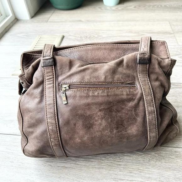 Vintage Brown Distressed Leather Convertible  Shoulder Bag with Tassels - Picture 8 of 16